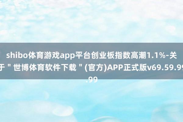 shibo体育游戏app平台创业板指数高潮1.1%-关于＂世博体育软件下载＂(官方)APP正式版v69.59.99
