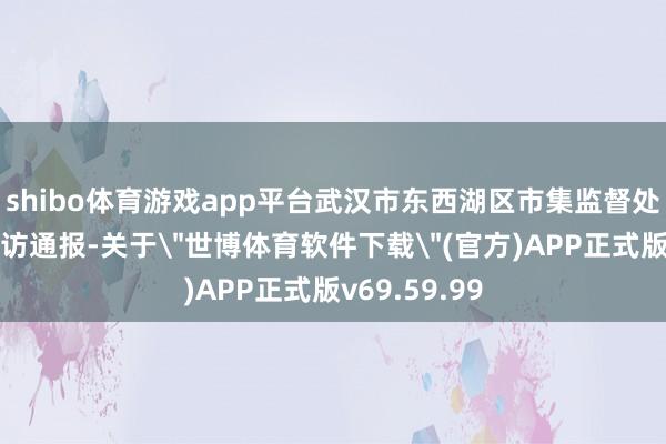 shibo体育游戏app平台武汉市东西湖区市集监督处罚局发布拜访通报-关于